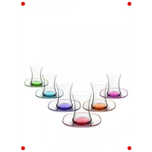 Zen Renkli Tabanlı 12li Çay Seti