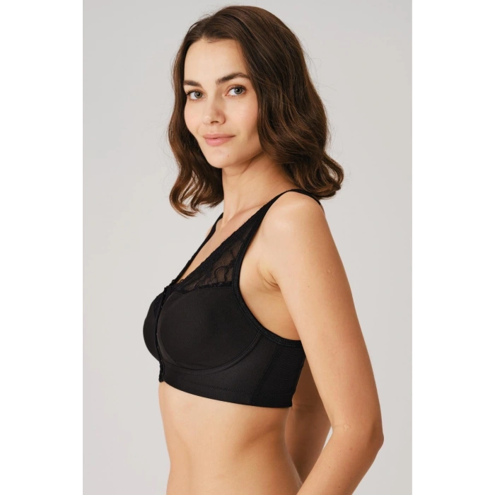 Arias Closet Balensiz Desteksiz Dolgusuz Geniş Askılı Toparlayıcı Önden Açılan Sırt Destekli Küçültücü Sütyen Siyah