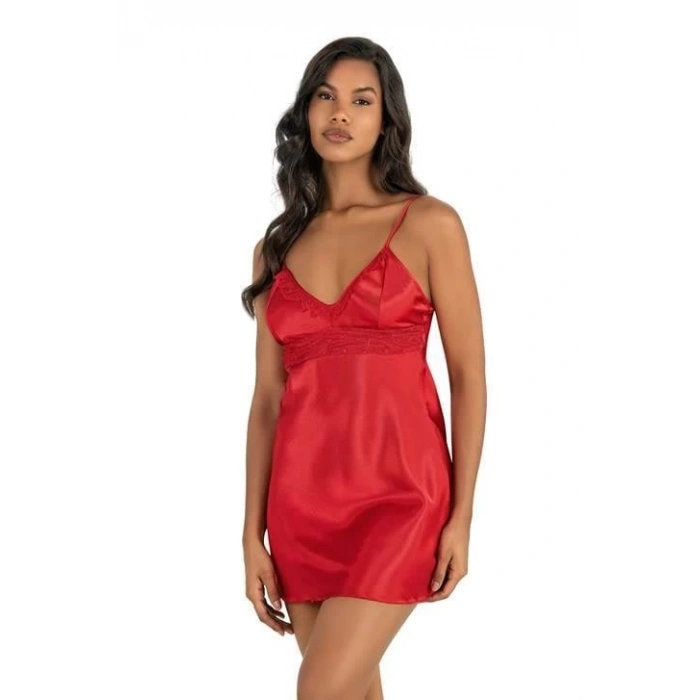 Arias Closet Kırmızı Kısa Saten Gecelik