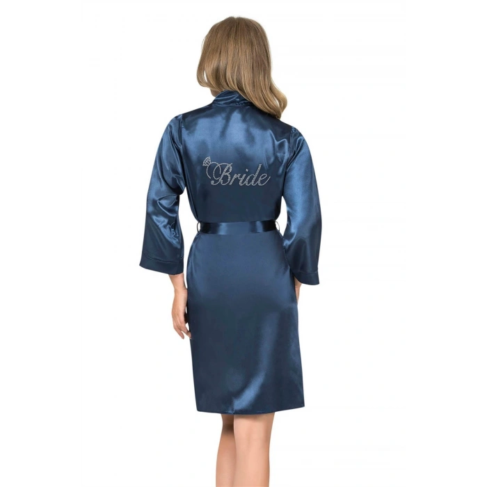 Arias Closet Lacivert Kısa Saten Bride Sabahlık