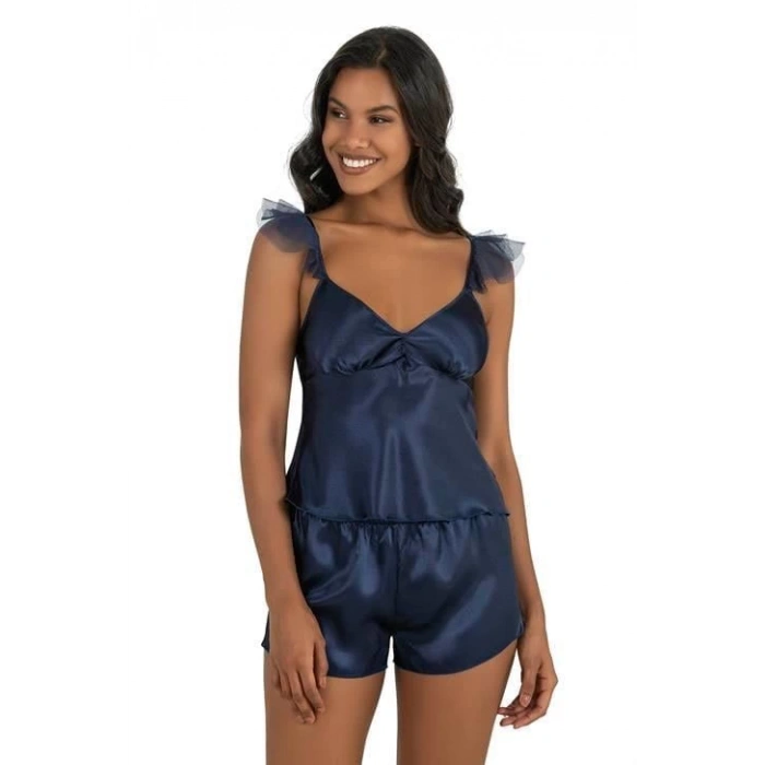 Arias Closet Lacivert Saten Şort Takımı 9212