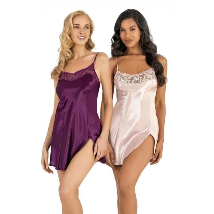 Arias Closet Pudra Kısa Saten Gecelik 8217