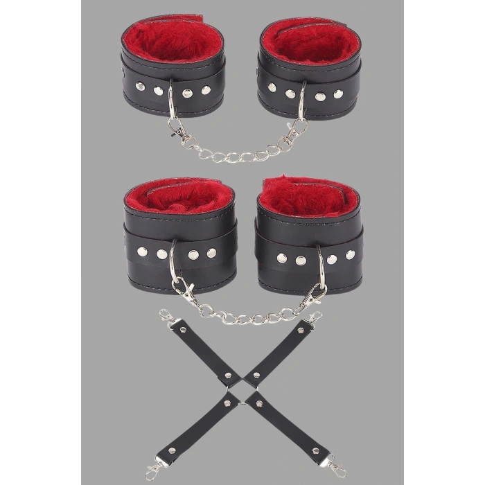 Arias Closet Siyah Kırmızı Harness Fantezi Aksesuar Set