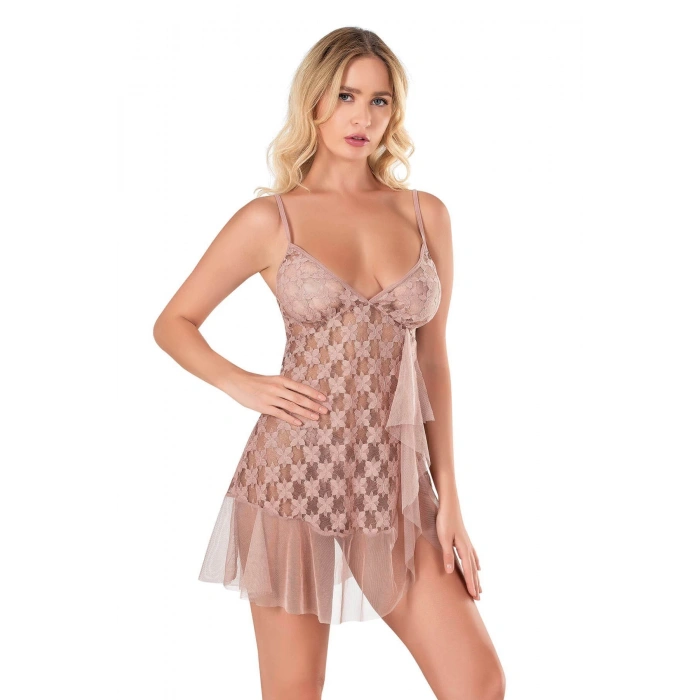 Arias Closet Vizon Kısa Tül Gecelik