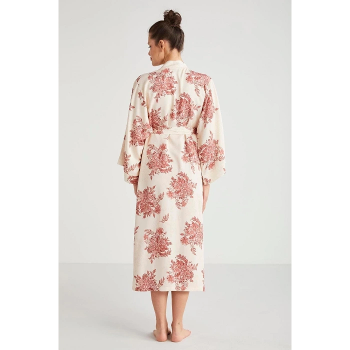 Catherines %100 Viskon Çiçek Desen 2li Sabahlık Gecelik Takımı