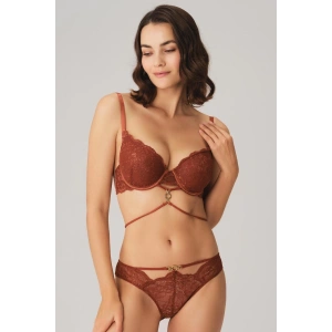 Arias Closet Balenli Destekli Dolgulu Göbek Detaylı Dantelli Sütyen ve Slip Takım