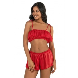 Arias Closet Kırmızı Saten Şort Takımı 9206