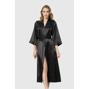 Arias Closet Siyah Uzun Saten Sabahlık