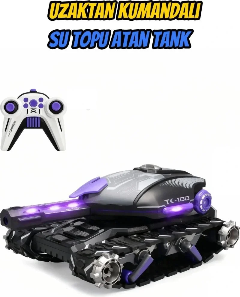 Mofy Baby Su Topu Atan Şarjlı 360° 2.4 Ghz Uzaktan Kumandalı Paletli Rc Tank