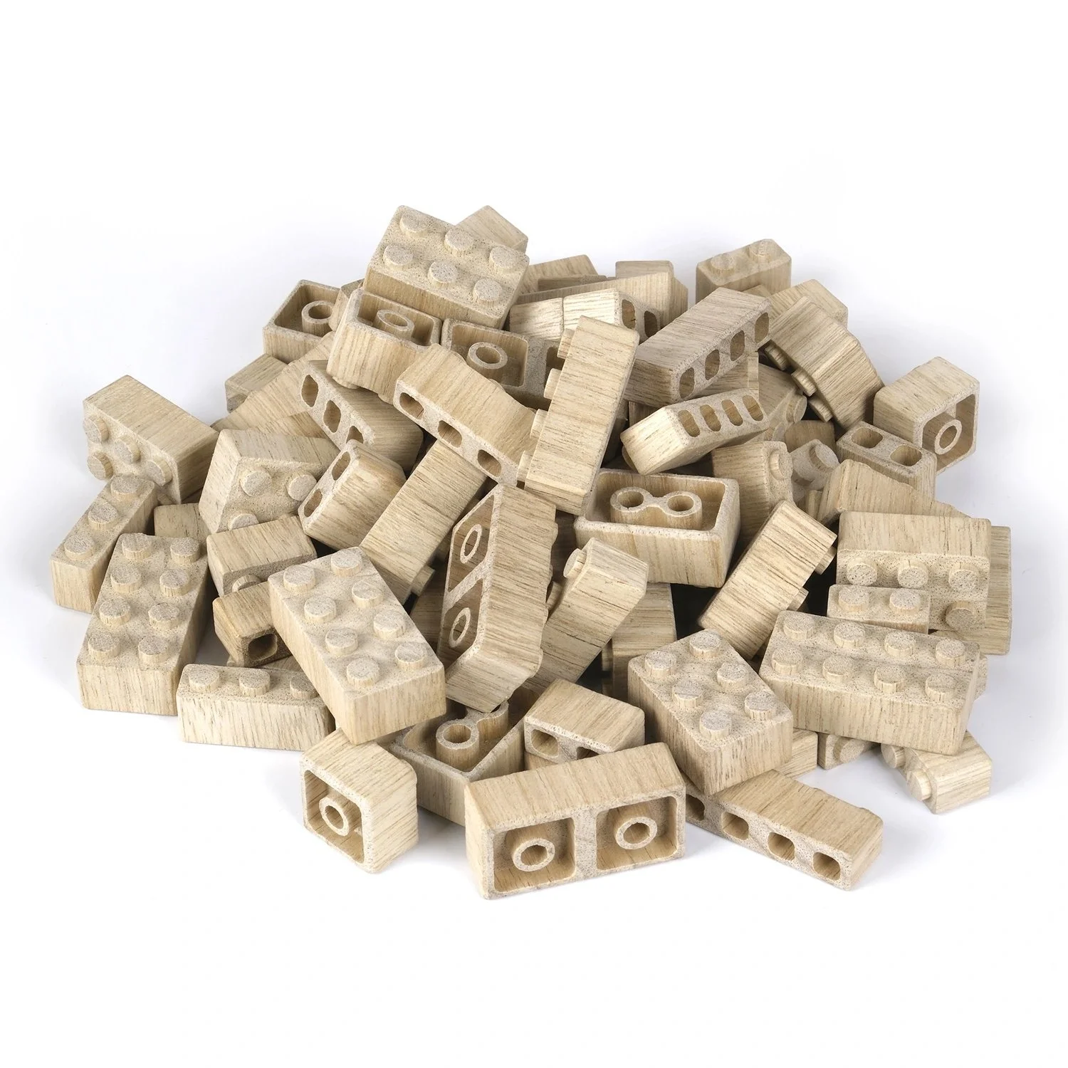 Organik Doğal Ahşap 60 Parça Eğitici Ahşap Yapı Blokları Lego