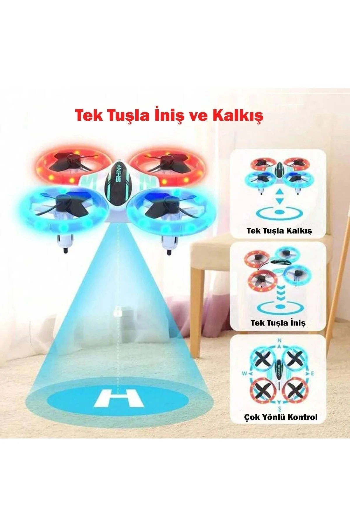 LED Işıklı Akrobat Mini Drone 360° Mini Kamerasız Drone Quadcopter 2.4Ghz