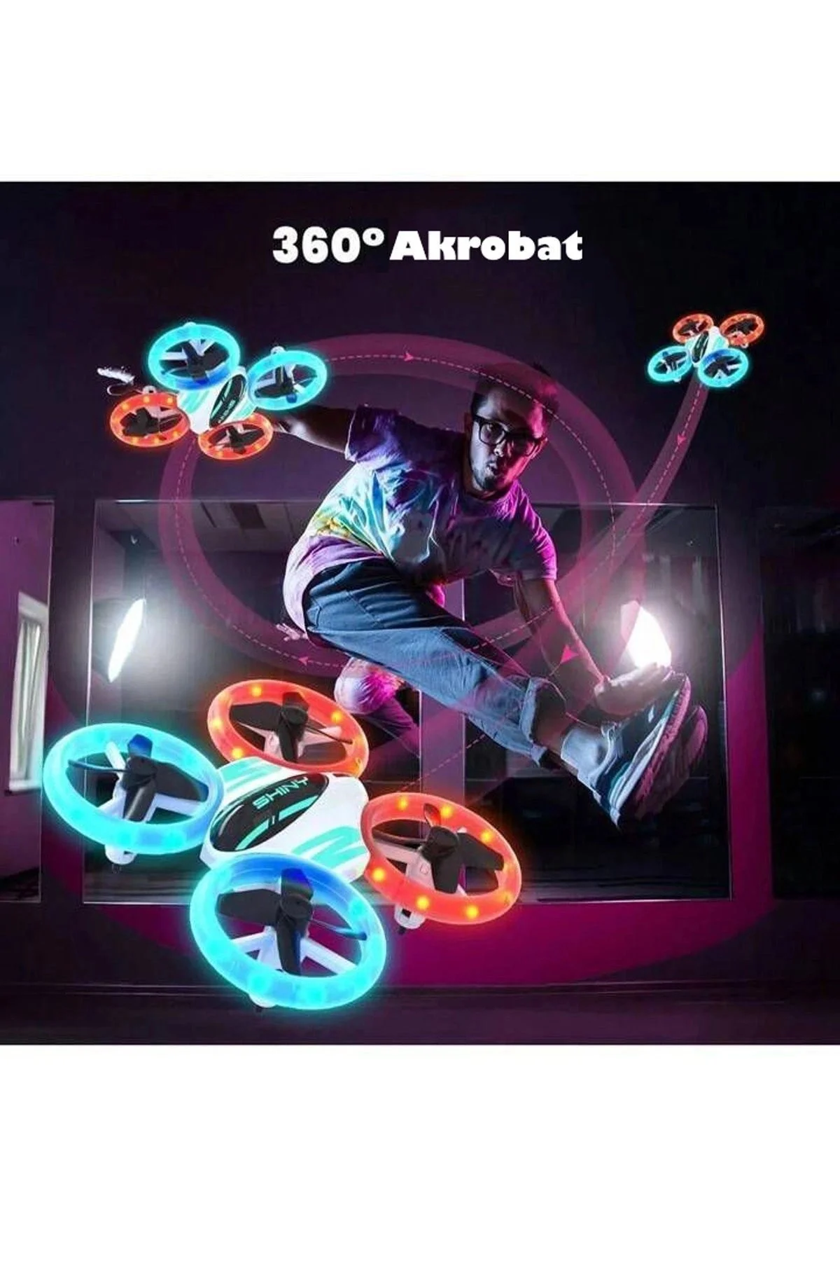 LED Işıklı Akrobat Mini Drone 360° Mini Kamerasız Drone Quadcopter 2.4Ghz