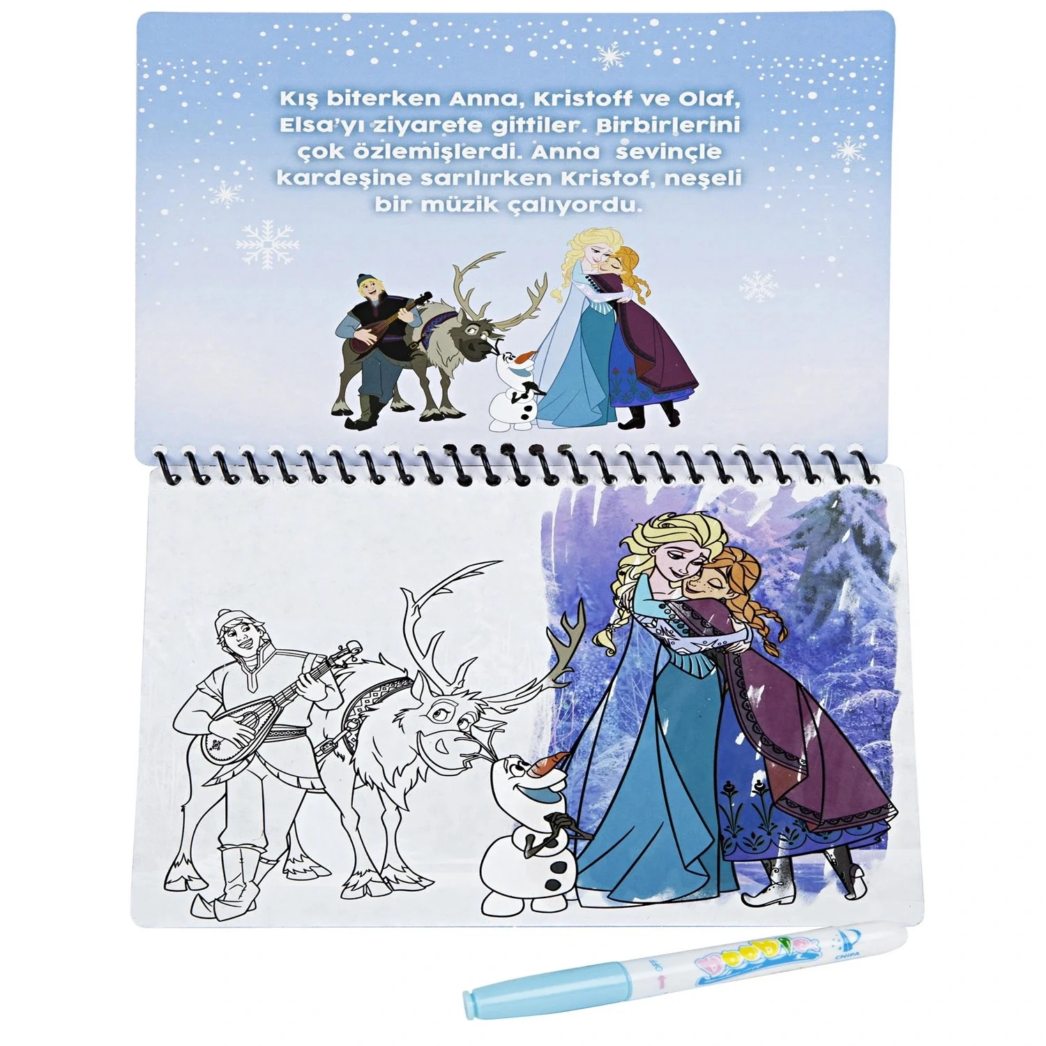 Magic Water Disney Elsa Anna Frozen Karlar Ülkesi Sihirli Boyama Kitabı Özel Sulu Kalem ile Magic Water Painting