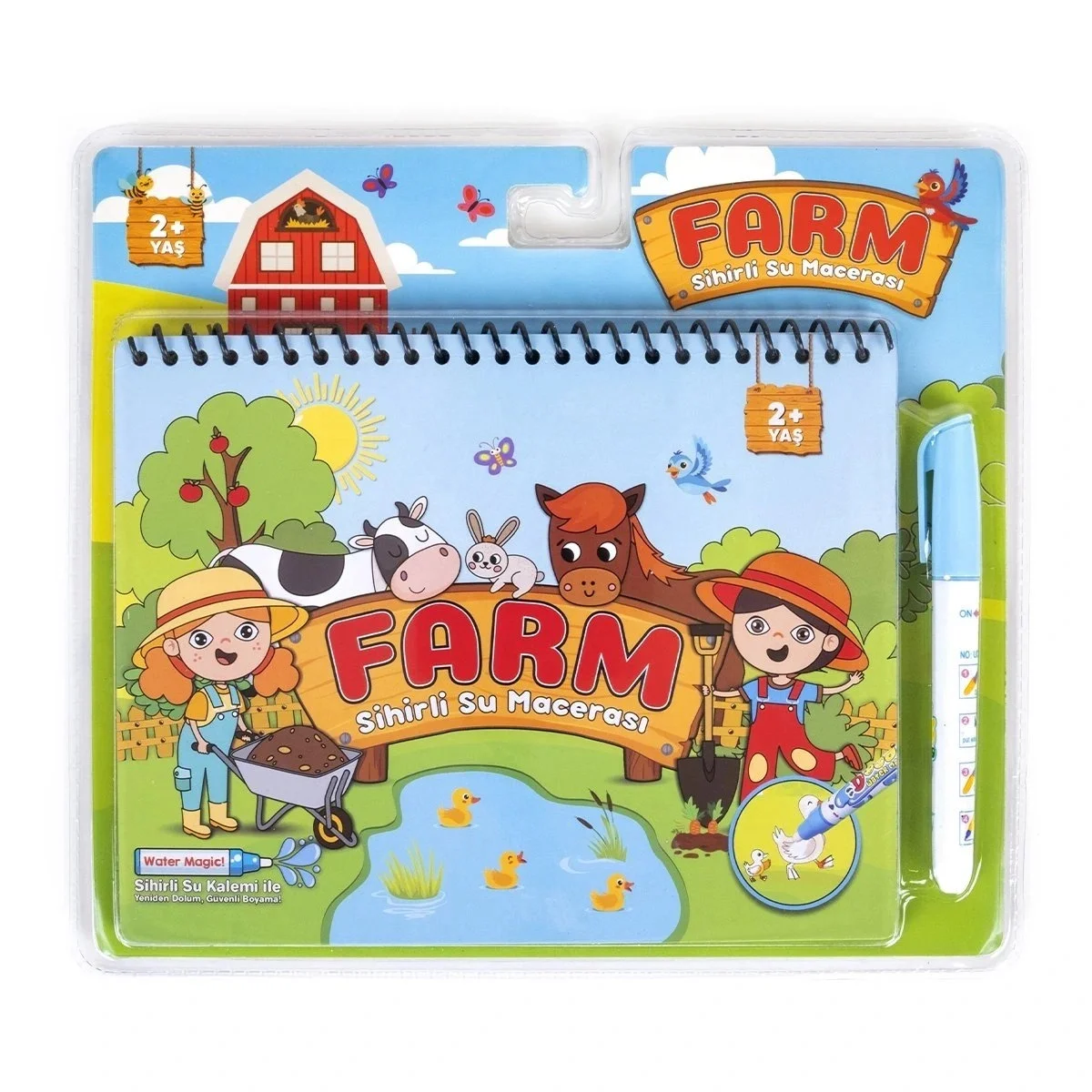 Magic Water Sihirli Boyama Kitabı Özel Sulu Kalem ile Water Painting Farm Çiftlik