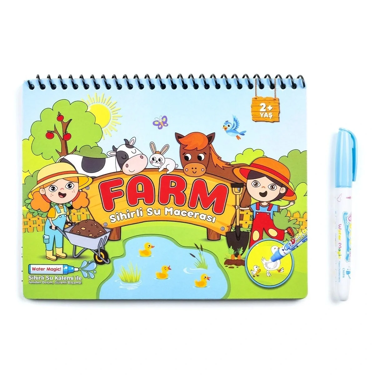 Magic Water Sihirli Boyama Kitabı Özel Sulu Kalem ile Water Painting Farm Çiftlik