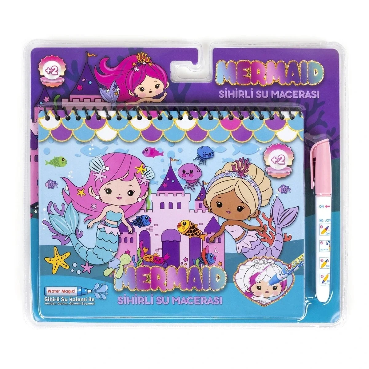 Magic Water Sihirli Boyama Kitabı Özel Sulu Kalem ile Water Painting Mermaid Deniz Kızları