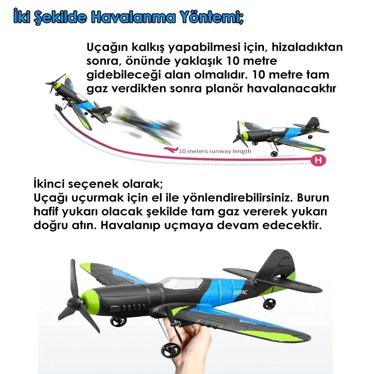 EPP Sünger Gövde 2.4GHz Çift Motorlu RC Planör Drone Uzaktan Kumandalı Planör Uçak