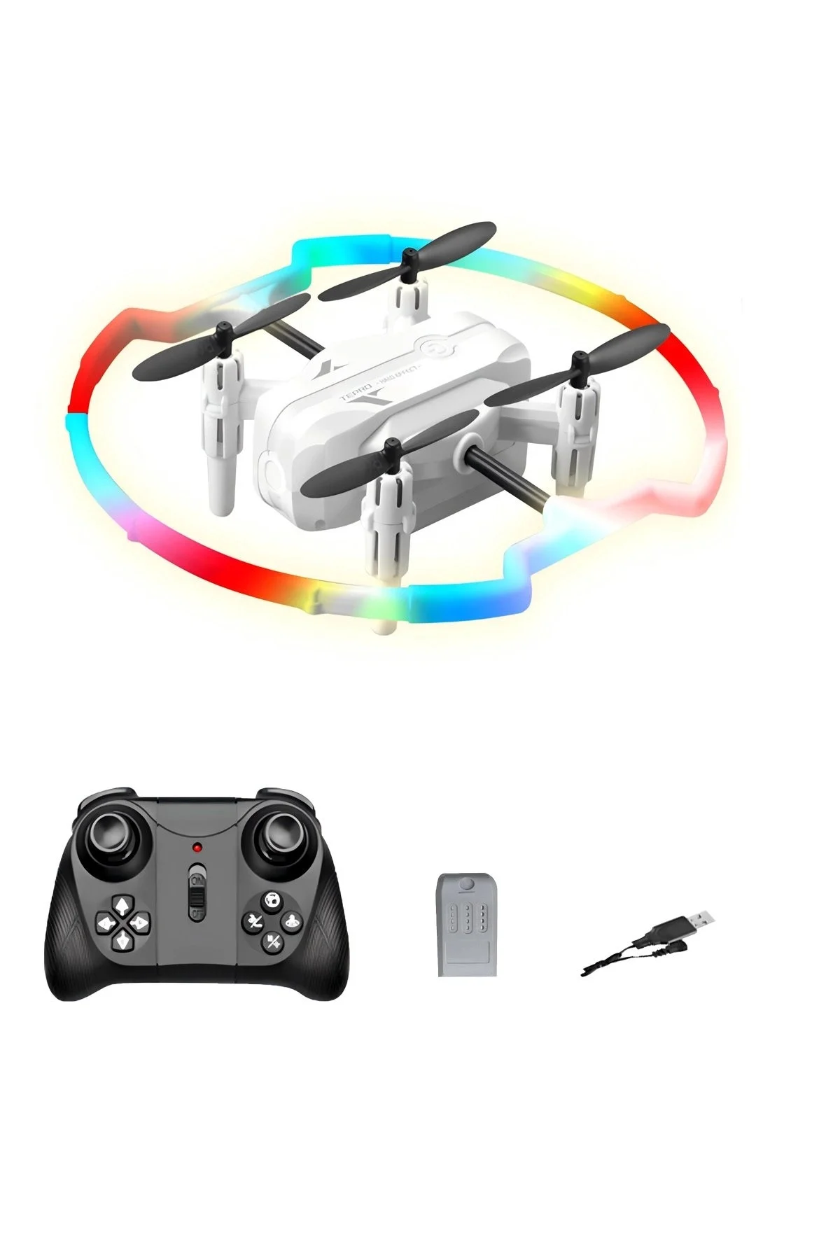 360° HALO Effect Akrobat Full LED Işıklı Drone 2.4GHz Uzaktan Kumanda Kamerasız
