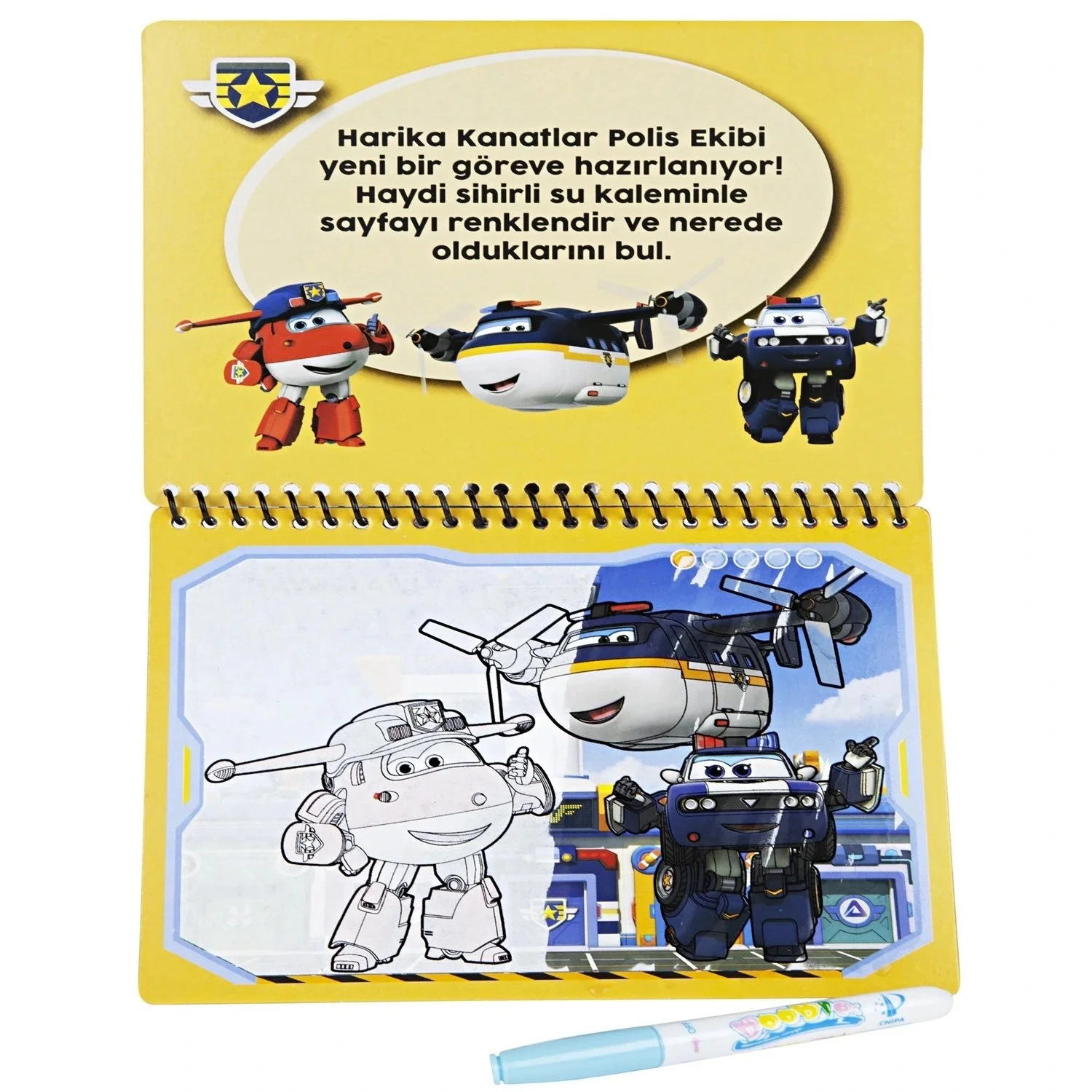 Disney Harika Kanatlar Lisanslı Sihirli Boyama Kitabı Özel Sulu Kalem ile Water Painting Super Wings