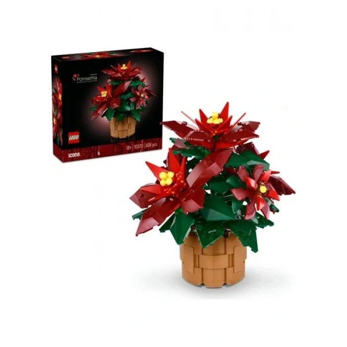 LEGO ® Botanicals Ponsetya 10370 - Yetişkinler için Çiçek Model Yapım Seti (608 Parça)