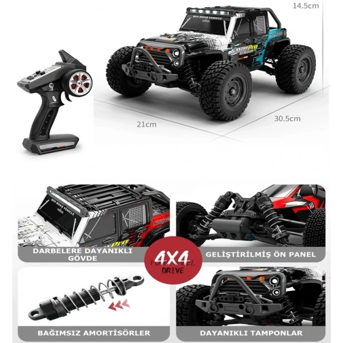 Mofy Baby Gantry Pro Fırçasız Motor 70KM Hız Yapan Uzaktan Kumandalı Metal Iç Aksam Rc 4WD Araba Mavi