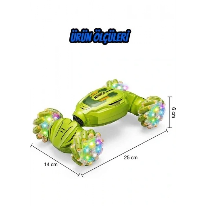 Mofy Baby Işıklı Şarjlı El Sensörlü Bilekten Kontrol 2.4 Ghz Şarjlı Uzaktan Kumandalı 360° 4x4 Akrobat Araba