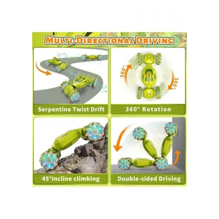 Mofy Baby Işıklı Şarjlı El Sensörlü Bilekten Kontrol 2.4 Ghz Şarjlı Uzaktan Kumandalı 360° 4x4 Akrobat Araba