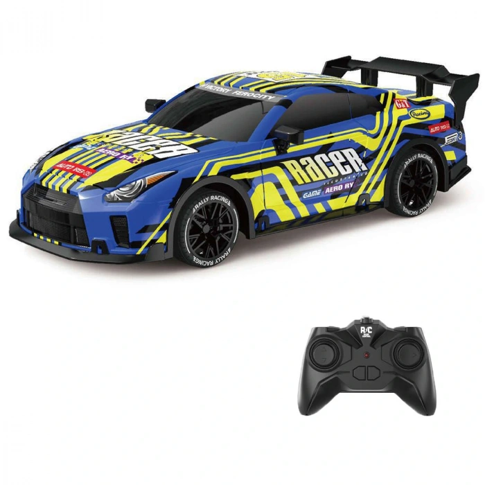 1:18 Full Fonksiyon LED Işıklı Şarjlı 2.4GHz Uzaktan Kumandalı Yarış Arabası Sarı