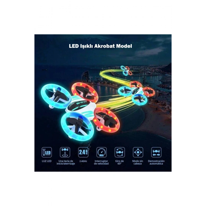 LED Işıklı Akrobat Mini Drone 360° Mini Kamerasız Drone Quadcopter 2.4Ghz
