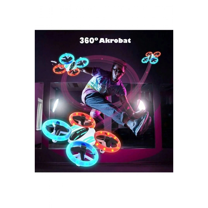 LED Işıklı Akrobat Mini Drone 360° Mini Kamerasız Drone Quadcopter 2.4Ghz