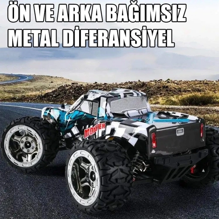 70KM Hız Yapan RC Araba Fırçasız Motor Metal Alaşım 2.4GHz Uzaktan Kumandalı Monster Truck