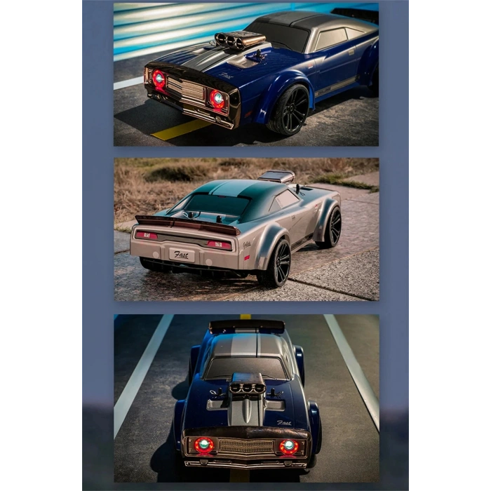 1:14 Elektrikli 50 KM Hız 4WD 2.4GHz RC Uzaktan Kumandalı Drift Drag Araba Yedek Lastikli LED Işıklı