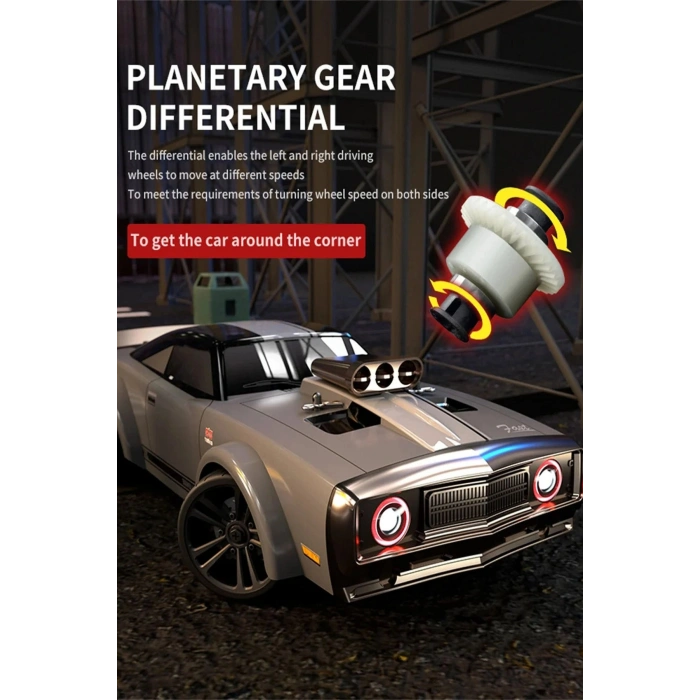 1:14 Elektrikli 50 KM Hız 4WD 2.4GHz RC Uzaktan Kumandalı Drift Drag Araba Yedek Lastikli LED Işıklı