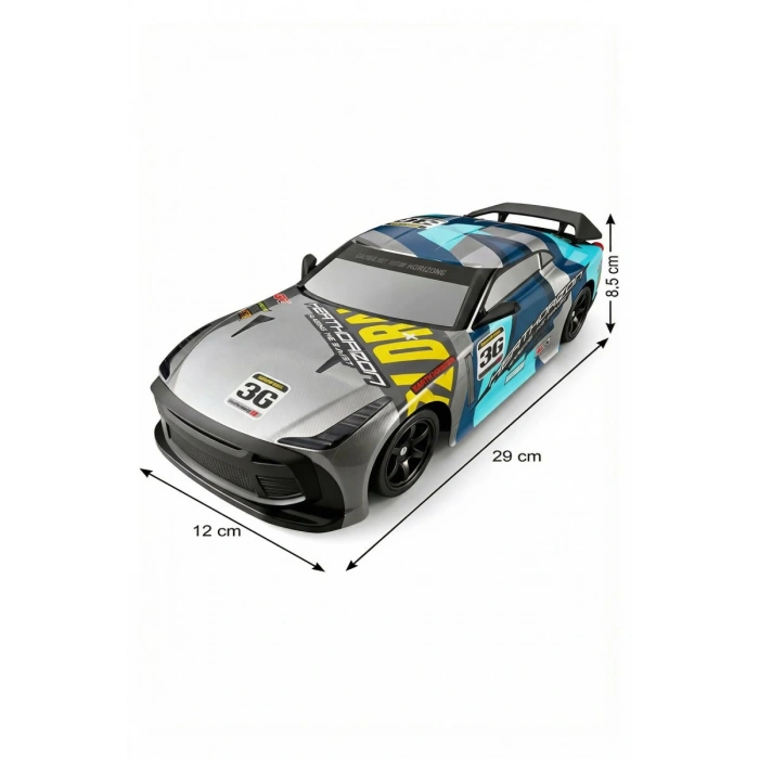 1:16 30 KM Hız Yapan LED Işıklı Yedek Lastikli Elektrikli 2.4 GHz Uzaktan Kumandalı RC Drift Araba Mavi