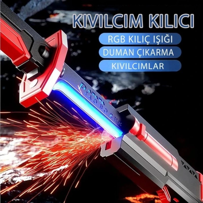 Oyuncak Gidiyor 80 cm Kıvılcım Çıkaran Işıklı Oyuncak Kılıç – Duman Efektli, Renk Değiştiren LED Işık, Spray System ile Gerçekçi Savaş Efekti, Çocuk ve Koleksiyon İçin