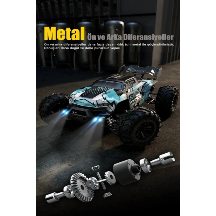 Profesyonel RC Uzaktan Kumandalı Araba 4WD 1:16 Metal İç Aksam 70km/H Şarjlı 4x4 Model Araç