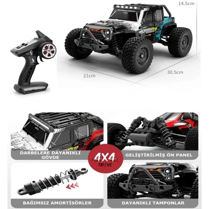 Mofy Baby Gantry Pro Fırçasız Motor 70KM Hız Yapan Uzaktan Kumandalı Metal Iç Aksam Rc 4WD Araba Mavi