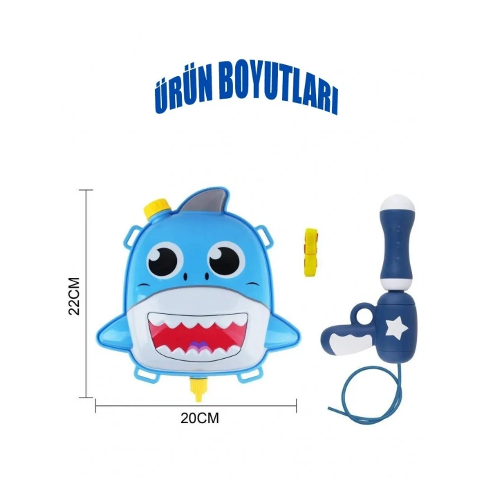 Sırt Çantalı Sırta Takılabilen Pompalı Su Tabancası 2000ML Kapasite Shark