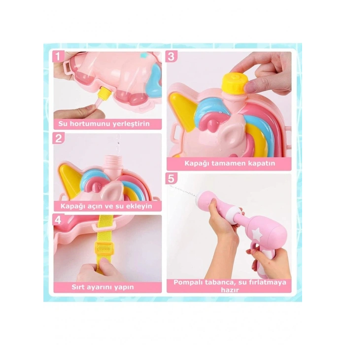 Sırt Çantalı Sırta Takılabilen Pompalı Su Tabancası 2000ML Kapasite Unicorn