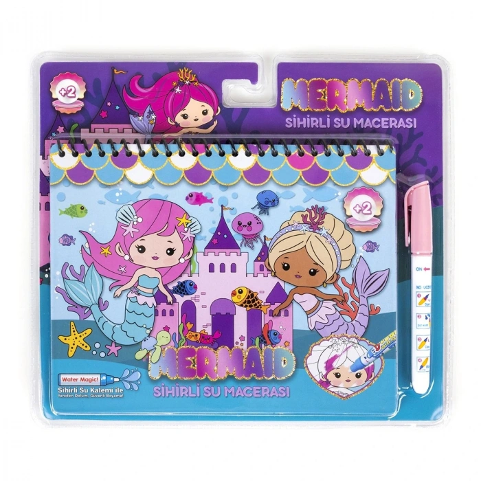 Magic Water Sihirli Boyama Kitabı Özel Sulu Kalem ile Water Painting Mermaid Deniz Kızları
