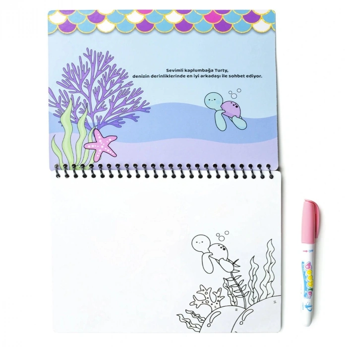 Magic Water Sihirli Boyama Kitabı Özel Sulu Kalem ile Water Painting Mermaid Deniz Kızları