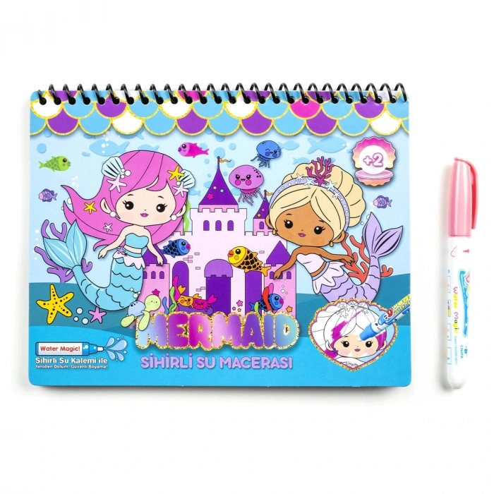 Magic Water Sihirli Boyama Kitabı Özel Sulu Kalem ile Water Painting Mermaid Deniz Kızları