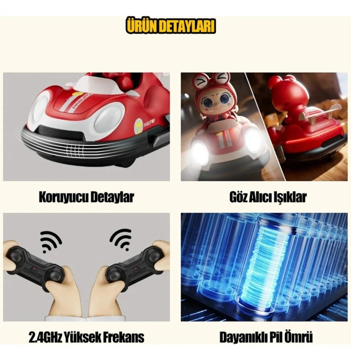 Ikili Çarpışan Arabalar Işıklı Sesli Hız Ayarlı Şarjlı Uzaktan Kumandalı Araba Çarpınca Figür Fırlar