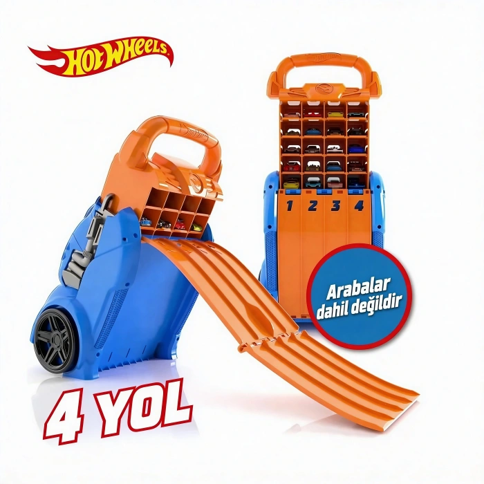 Hot Wheels Taşıma Çantalı 20 Araba Kapasiteli 4 Yol Rampa Yarış Parkuru HWCC14