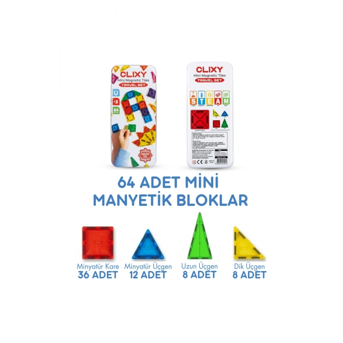 Clixy Mini Manyetik Bloklar 64 Parça Travel Set