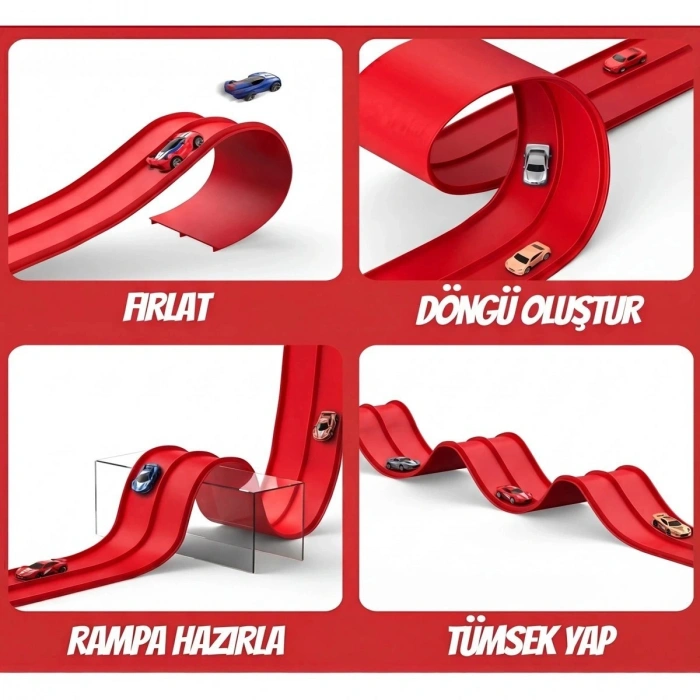 Flex Track Flexible Race Track Esnek Yarış Pisti - Kırmızı