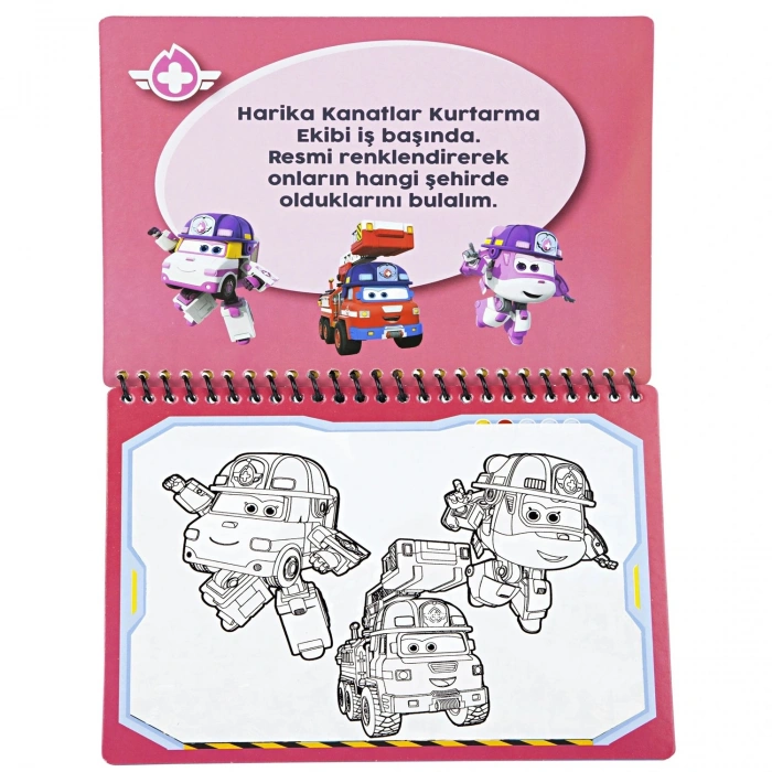 Disney Harika Kanatlar Lisanslı Sihirli Boyama Kitabı Özel Sulu Kalem ile Water Painting Super Wings
