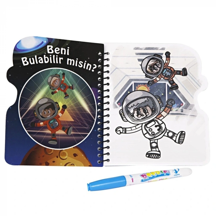 Magic Water Uzay ve Astronot Water Painting Sulu Kalem ile Sihirli Boyama Kitabı