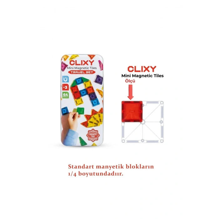 Clixy Mini Manyetik Bloklar 64 Parça Travel Set