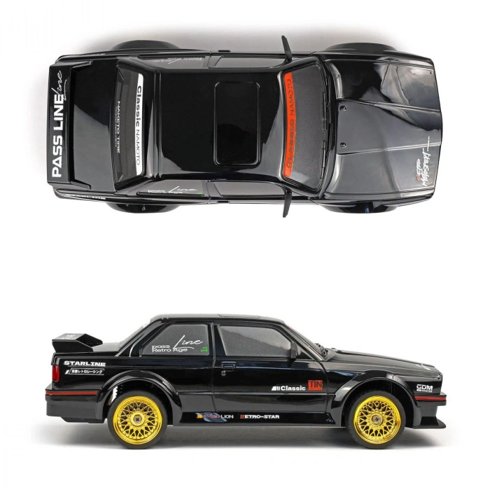 1/16 4WD 50 KM Hızlı E30 RC Drift Uzaktan Kumandalı Yedek Lastikli Oyuncak Drift Araba Siyah